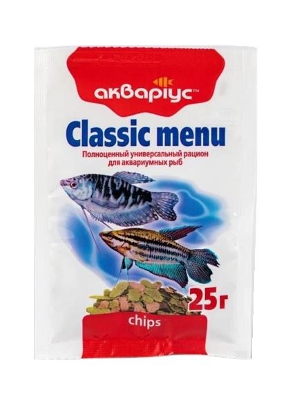 Корм Аквариус Классик меню чипсы для всех видов аквариумных рыб, 25 г
