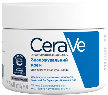 Крем CeraVe увлажняющий для сухой и очень сухой кожи лица и тела, 340 мл