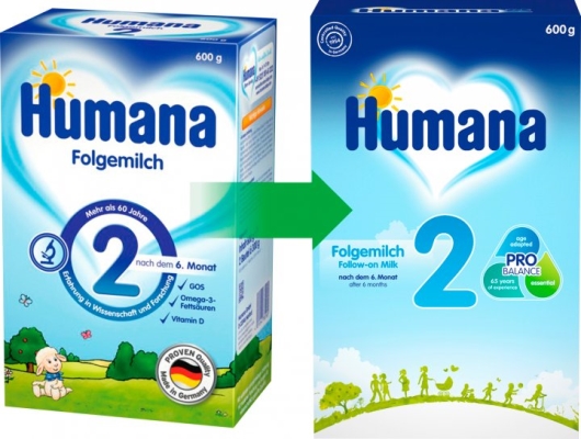 Смесь сухая молочная Humana 2 с пребиотиками для последующего кормления для детей с 6 до 12 месяцев, 600 г