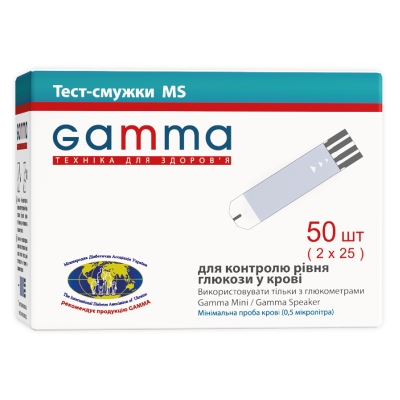 Тест-полоски Gamma MS Mini/Speaker для глюкометра 50 штук (2х25)