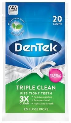 Флосс-зубочистки DenTek Triple Clean Тройная очистка, 20 штук