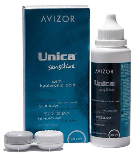 Раствор Avizor Unica Sensitive для контактных линз с гиалуроновой кислотой по 100 мл во флак. пласт.