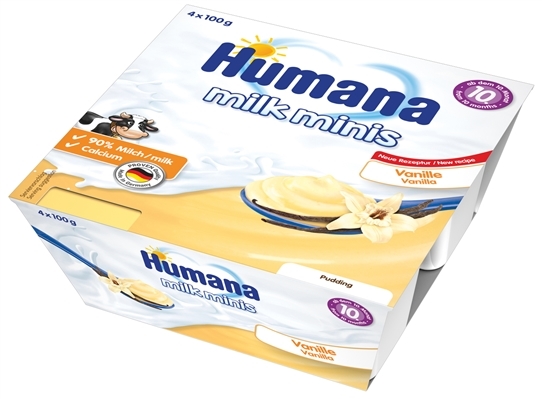 Пудинг Humana ванильный для питания детей с 10 месяцев, 4 х 100 г