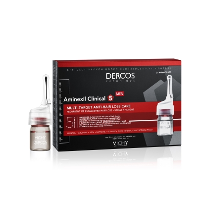 Комплексное средство Vichy Dercos Aminexil Clinical 5 против выпадения волос для мужчин, 21 х 6 мл