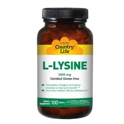 Амінокислота Country Life L-Lysine (L-лізин) 1000 мг, 100 таблеток
