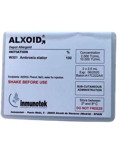 Алксоид (полим. экстракт аллерг.) суспензия д/введ. п/к 10000 то/мл амброзии по 2.5 мл №1 во флак.