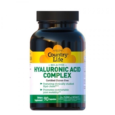 Натуральная добавка Country Life Hyaluronic Acid Complex (гиалуроновая кислота), 90 капсул