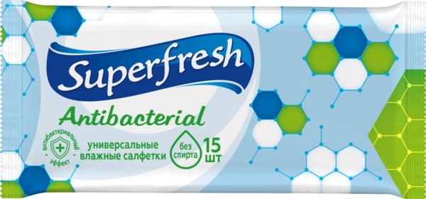 Салфетки влажные Superfresh Antibacterial, 15 шт