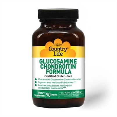 Комплекс Country Life Glucosamine Chondroitin Formula (глюкозамин хондроитин), для восстановления связок, 90 капсул