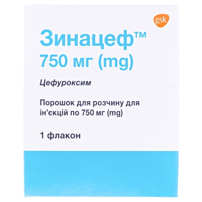 Зинацеф порошок для р-ра д/ин. по 750 мг №1 во флак.