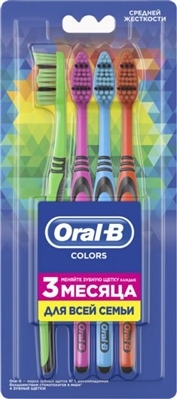 Зубная щетка Oral-B Color Collection, семейная упаковка, 4 штуки