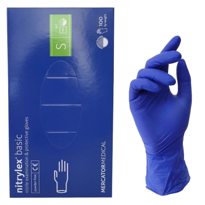 Перчатки смотровые Mercator Medical Nitrylex basic нитриловые неопудренные, размер S, нестерильные, пара