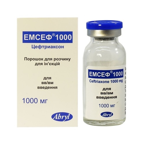 Эмсеф порошок для р-ра д/ин. по 1000 мг №1 во флак.