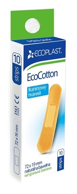 Набор пластырей медицинских Ecoplast EcoCotton (ЭкоКотон) бактерицидных на тканой основе 72 x 19 мм, 10 штук
