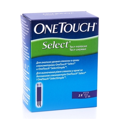 Тест-полоски One Touch Select для глюкометра 50 штук (2х25)