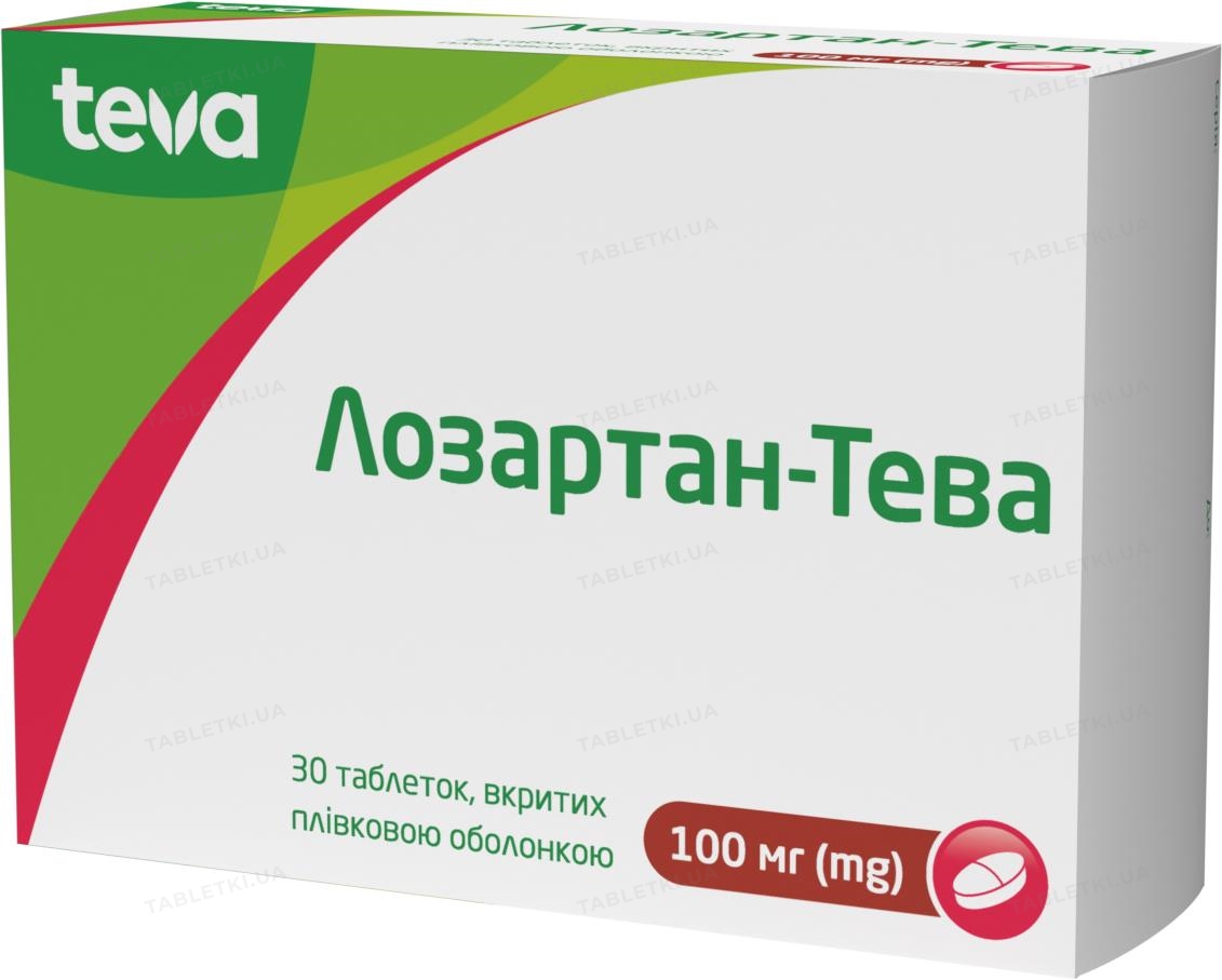 Лозартан-Тева таблетки, в/плів. обол. по 100 мг №30 (10х3) : інструкція .