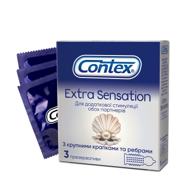 Презервативы латексные Contex Extra Sensation с крупными точками и ребрами, 3 штуки