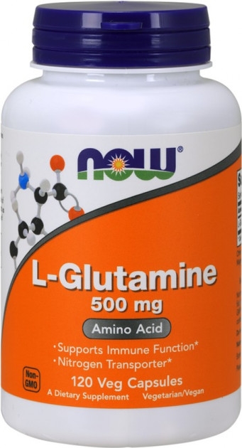 L-глютамин NOW 500 мг веганські капсули №120