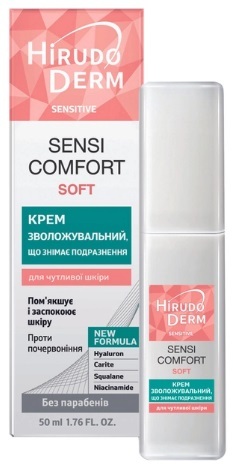 Крем для лица Hirudo Derm Sensitive Sensi Comfort Soft увлажняющий снимающий раздражение, 50 мл