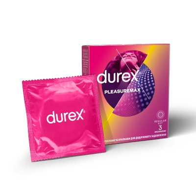 Презервативы латексные Durex Pleasuremax с ребрами и точками, 3 штуки