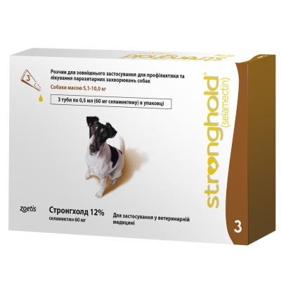 Стронгхолд 12% капли от паразитов для собак 5,1-10 кг, 3 пипетки по 0,5 мл