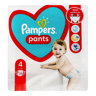 Подгузники-трусики Pampers Pants детские размер 4, 9-15 кг, 25 шт :  инструкция + цена в аптеках | Tabletki.ua