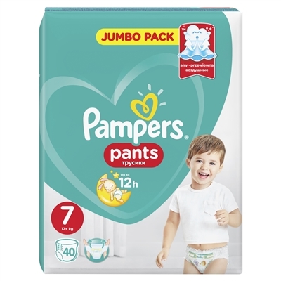 Подгузники-трусики Pampers Pants детские размер 7, 17+ кг, 40 шт