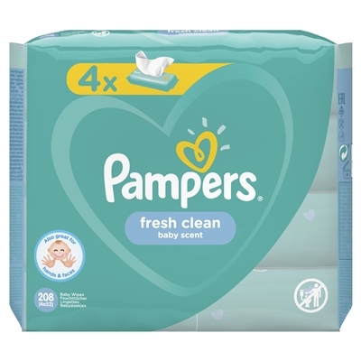 Салфетки влажные Pampers Fresh Clean детские, 208 шт (4 х 52 шт)