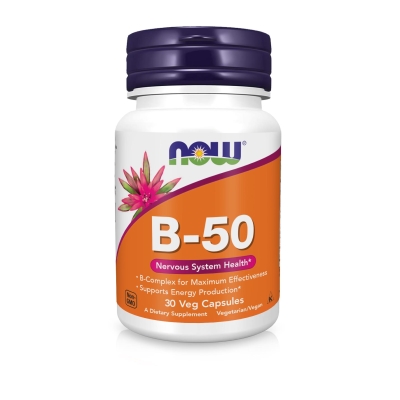 Витамины B-50 Комплекс NOW поддержка ЦНС капсулы №30