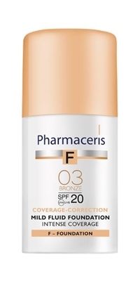 Флюид Pharmaceris F для лица нежный интенсивно маскирующий, тон 03 бронза, SPF 20, 30 мл