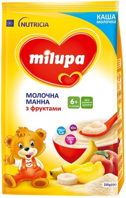 Каша молочная Milupa манная с фруктами для детей с 6 месяцев, 210 г