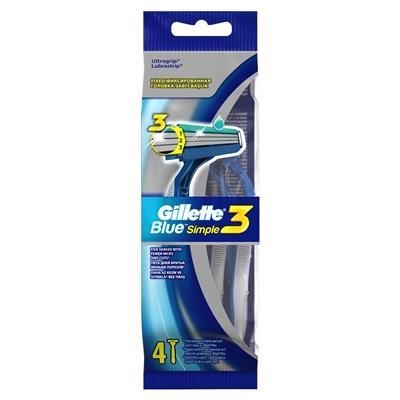Бритвы Gillette Blue Simple3 одноразовые мужские , 4 штуки