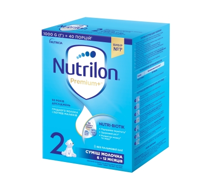 Смесь сухая молочная Nutrilon Premium 2+, для детей от 6 до 12 месяцев, 1000 г