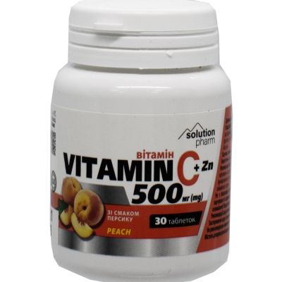 Витамин С+Zn Solution Pharm таблетки жевательные со вкусом персика №30