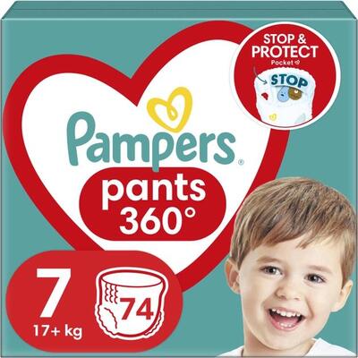 Подгузники-трусики Pampers Pants детские размер 7, 17+ кг, 74 шт