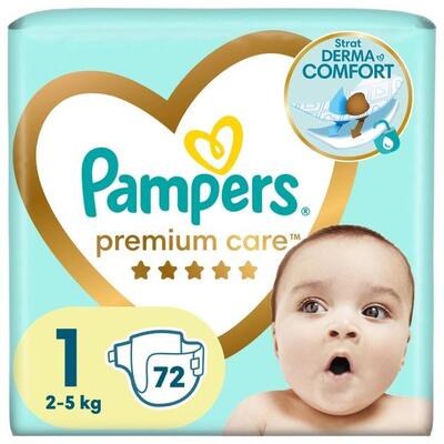 Подгузники детские Pampers Premium Care размер 1, 2-5 кг, 72 шт