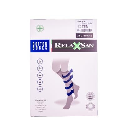 Гольфы компрессионные мужские Relaxsan Cotton Socks хлопок 280 den, компрессия 22-27, цвет черный, размер 6
