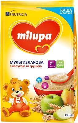 Каша молочная Milupa мультизлаковая с яблоком и грушей для детей с 7 месяцев, 210 г