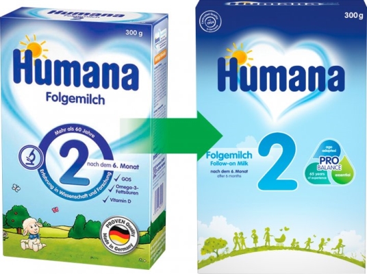 Смесь сухая молочная Humana 2 с пребиотиками для последующего кормления для детей с 6 до 12 месяцев, 300 г