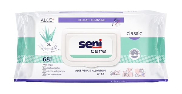 Салфетки влажные Seni Care Classic для ухода за кожей, 68 штук