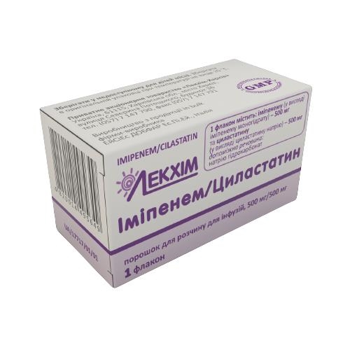 Имипенем-циластатин порошок для р-ра д/инф. по 500 мг/500 мг №1 во флак.