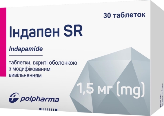 Индапен SR таблетки, п/о, с модиф. высвоб. по 1.5 мг №30 (15х2)
