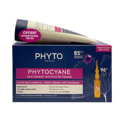Набор Phyto Phytocyane Reactional Hair Loss Treatment For Women Set против выпадения волос у женщин (ампулы 12*5 мл + шампунь 100 мл)