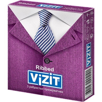 Презервативы Vizit Ribbed ребристые, 3 штуки
