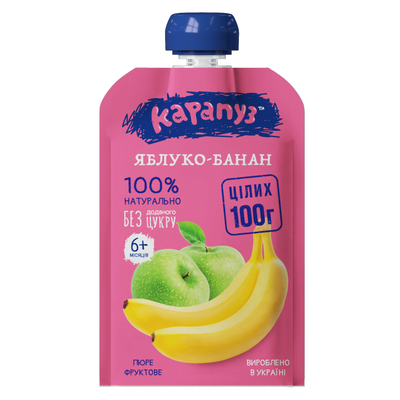 Пюре фруктовое Карапуз Яблоко и банан 100 г