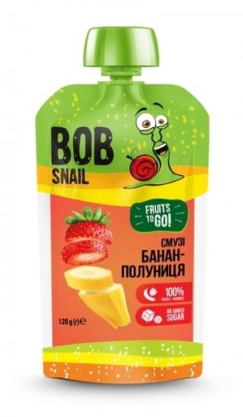 Пюре фруктовое Bob Snail Fruits To Go Смузи Банан-Клубника, пастеризованное, 120 г