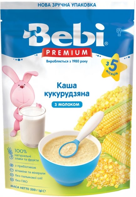 Каша молочная Bebi Premium Кукурузная, с 5 месяцев, 200 г