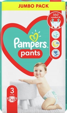 Подгузники-трусики Pampers Pants детские размер 3, 6-11 кг, 62 шт