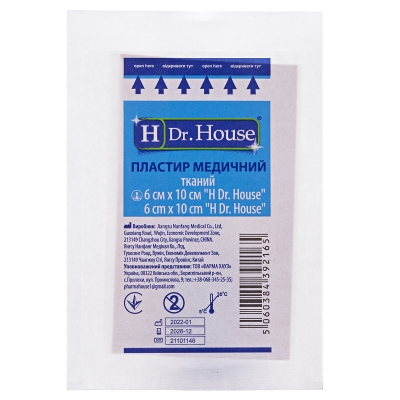Пластырь медицинский Dr. House бактерицидный на тканевой основе 6 см х 10 см, 1 штука