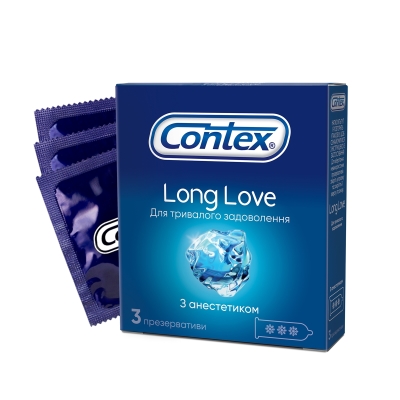 Презервативы латексные Contex Long Love с анестетиком, 3 штуки
